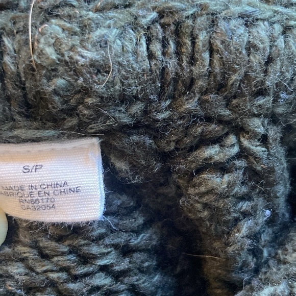 Anthropologie  size small dark green open knit turtleneck sweater EUC - Picture 5 of 7
